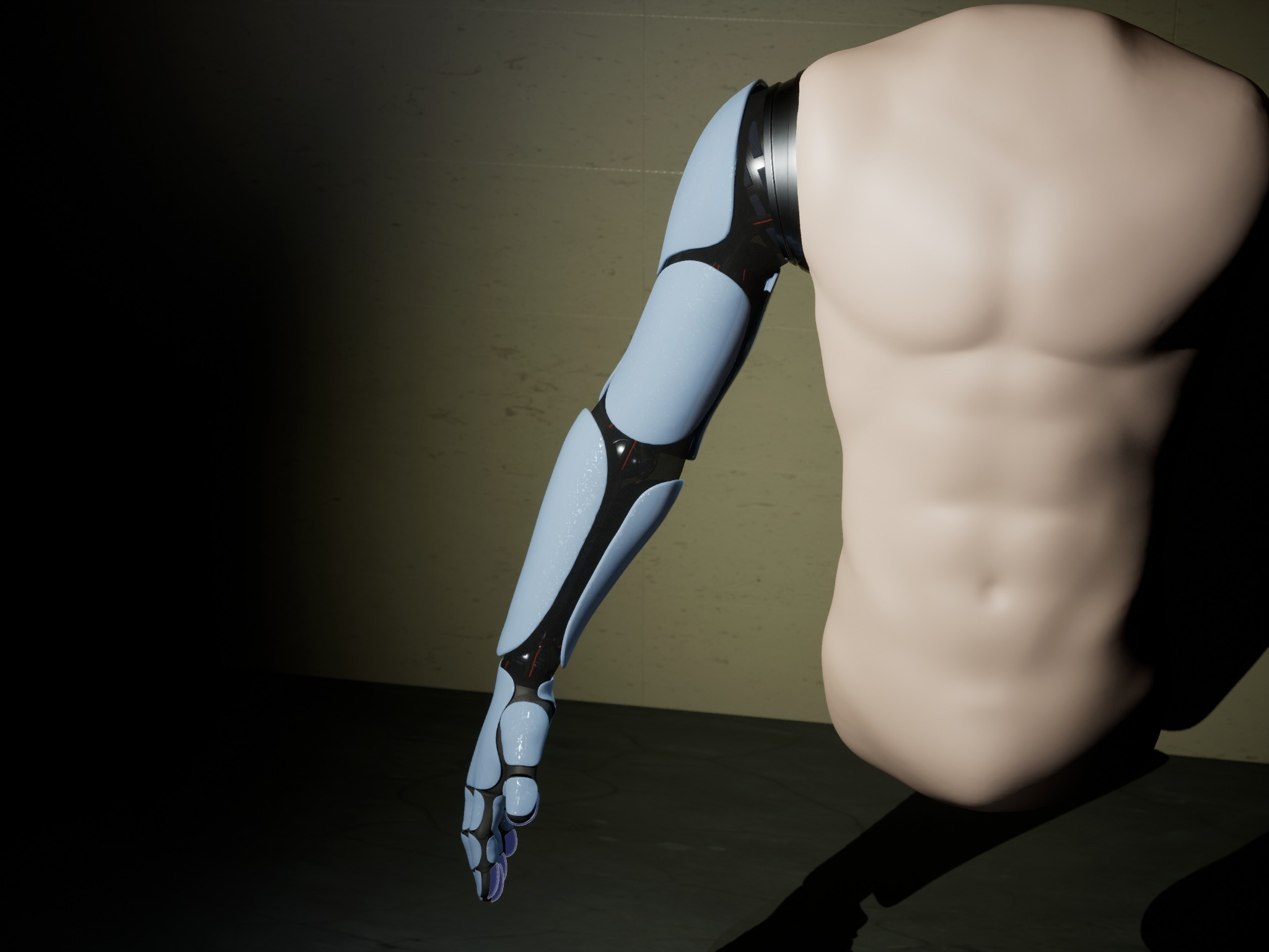 Front view of biomechanical arm